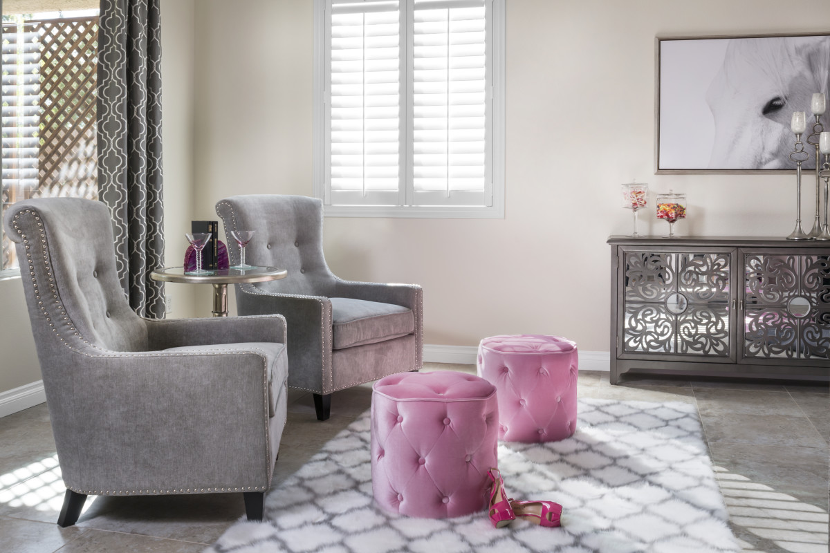 Phoenix pink living room with shutters